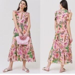 Banjanan  cotton midi Hanna Dress Psychelia Rosette